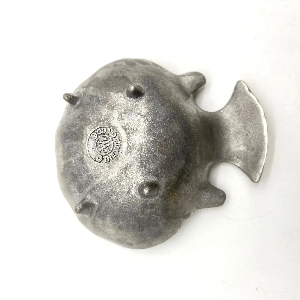 Wilton Columbia PA Pewter Fish Nut Dish Bowl Silver Tone Footed Vintage
